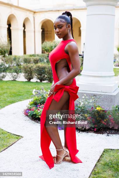 Singer Normani Kordei Hamilton attends the Monot Womenswear Spring/Summer 2023 show as part of Paris Fashion Week at Lycee Henry IV on October 01,...