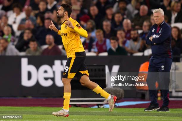 Diego Costa of Wolverhampton Wanderers makes his debut appearance during the Premier League match between West Ham United and Wolverhampton Wanderers...