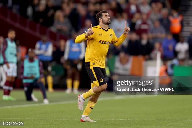 Diego Costa of Wolverhampton Wanderers makes his debut appearance during the Premier League match between West Ham United and Wolverhampton Wanderers...