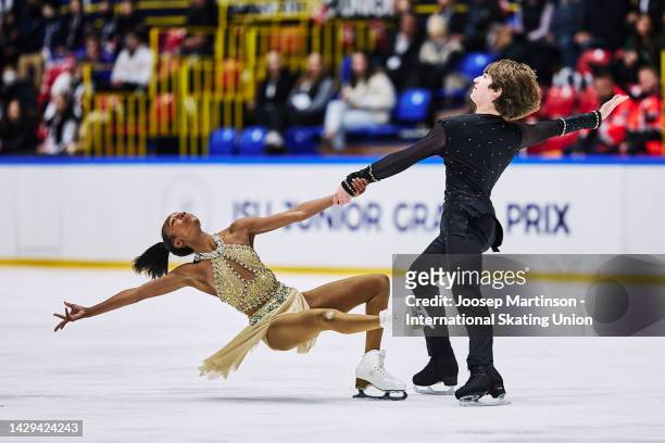 Kristina Bland and Matthew Sperry of the United States compete in the Junior Ice Dance Free Dance during the ISU Junior Grand Prix of Figure Skating...