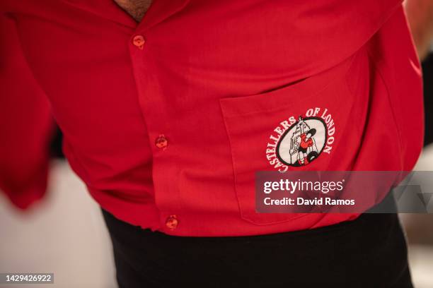 Badge of the colla of 'Castellers of London' seen during and event of International colles ahead of the 28th Tarragona Competition on October 1, 2022...
