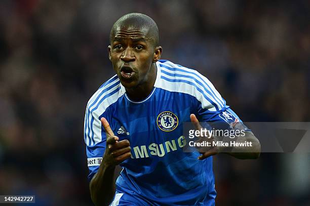 Ramires of Chelsea celebrates as he scores their third goal during the FA Cup with Budweiser Semi Final match between Tottenham Hotspur and Chelsea...
