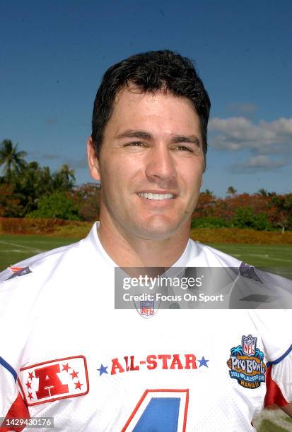 Adam Vinatieri of the AFC poses for this photo during practice prior to playing the NFC in the NFL Pro Bowl Game scheduled for February 3, 2003 at...