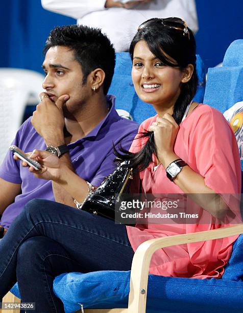 Bollywood Actor Geeta Basra during the practice section of the Mumbai Indians and Delhi Daredevils at Wankhede Stadium on April 15, 2012 in Mumbai,...