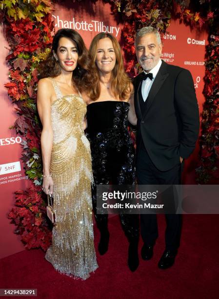 Amal Clooney, Roberta Armani and George Clooney attend the Clooney Foundation For Justice Inaugural Albie Awards at New York Public Library on...