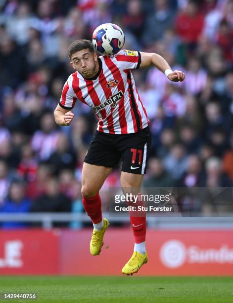 Sunderland player Lynden Gooch in action during the Sky Bet Championship between Sunderland and Preston North End at Stadium of Light on October 01,...