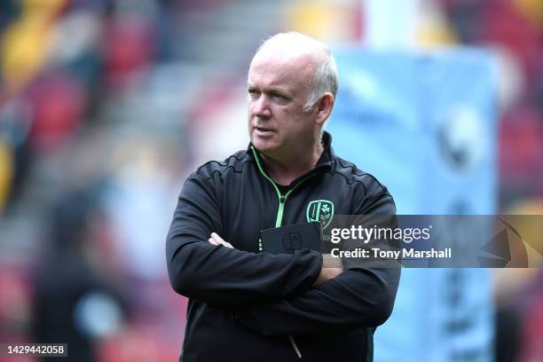 London Irish Director of Rugby Declan Kidney during the Gallagher Premiership Rugby match between London Irish and Bath Rugby at Community Stadium on...