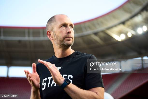 Gregg Berhalter, Head Coach of The United States, looks on during the international friendly match between Saudi Arabia and United States at Estadio...