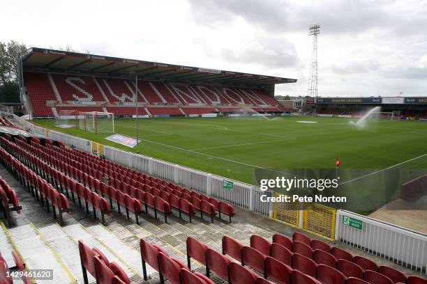 The Don Rogers Stand prior to the Sky Bet League Two between Swindon Town and Northampton Town at County Ground on October 01, 2022 in Swindon,...