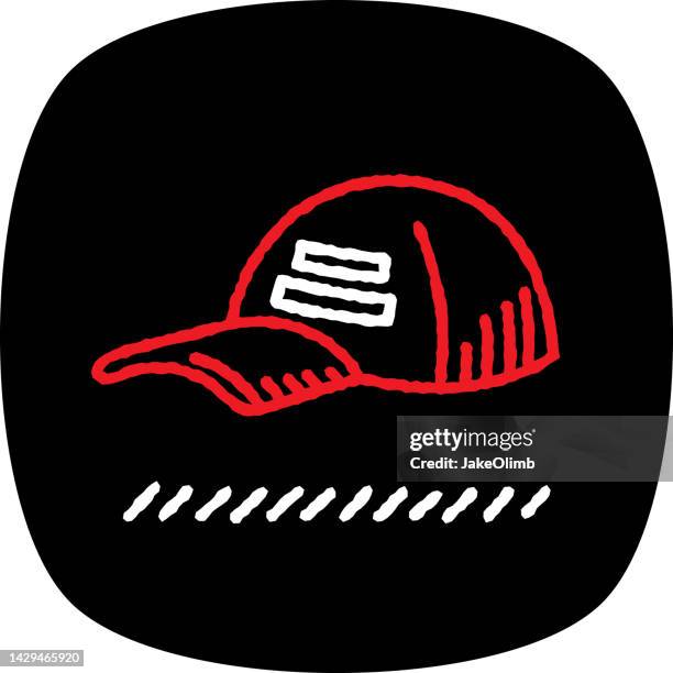 baseball cap doodle 3 - red baseball cap stock illustrations