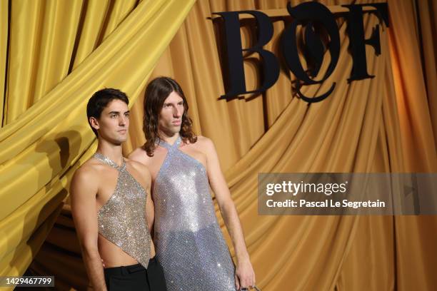 Ludovic de Saint Sernin and a guest attend the #BoF500 gala during Paris Fashion Week Spring/Summer 2023 on October 01, 2022 in Paris, France.