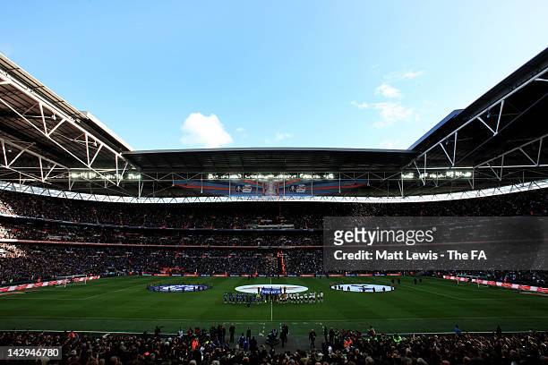 General view during the FA Cup with Budweiser Semi Final match between Tottenham Hotspur and Chelsea at Wembley Stadium on April 15, 2012 in London,...