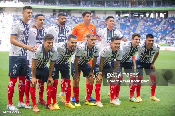 Players of Monterrey pose prior the 17th round match between Monterrey and Pachuca as part of the Torneo Apertura 2022 Liga MX at BBVA Stadium on...