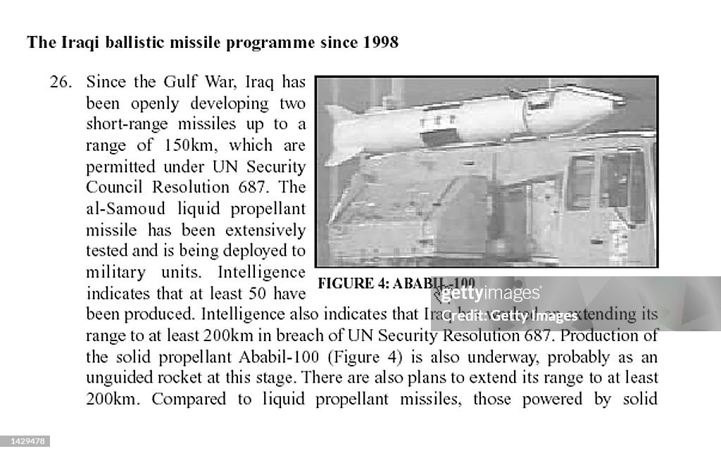 Britain Unveils Report On Iraqi Weapons