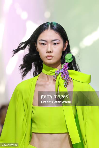 Model walks the runway during the Elie Saab Womenswear Spring/Summer 2023 show as part of Paris Fashion Week on October 01, 2022 in Paris, France.