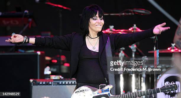 Joan Jett and the Blackhearts perform during the 36th Annual Toyota Pro/Celebrity Race at the Long Beach Grand Prix on April 14, 2012 in Long Beach,...