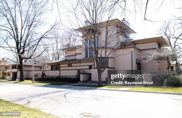 The William G. Fricke House and Garage, built in 1901 and designed by famed architect Frank Lloyd Wright, in Oak Park, Illinois on MARCH 17, 2012.