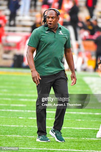 Head Football Coach Mel Tucker is seen during the second half of the game against the Maryland Terrapins at Capital One Field at Maryland Stadium on...