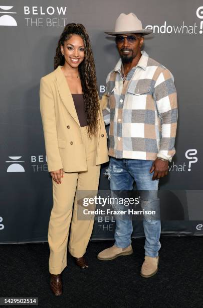 Corinne Foxx and Jamie Foxx attend the screening of "Below The Belt" at Directors Guild Of America on October 01, 2022 in Los Angeles, California.