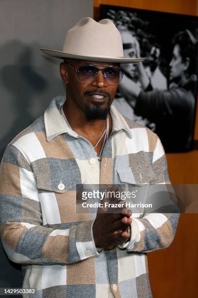 Jamie Foxx attends the screening of "Below The Belt" at Directors Guild Of America on October 01, 2022 in Los Angeles, California.