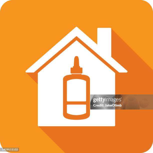 house glue bottle icon silhouette - nursery school building stock illustrations