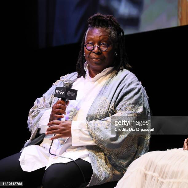 Whoopi Goldberg speaks onstage during the "Till" world premiere Q & A during the 60th New York Film Festival at Alice Tully Hall, Lincoln Center on...