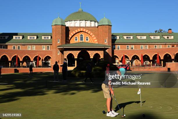 Participant competes in the putting skill of the Boys 12-13 division during the The Drive, Chip and Putt Championship Regional Qualifer at Medinah...