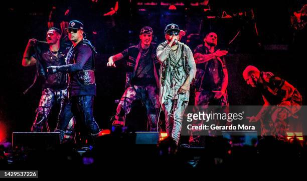Wisin & Yandel perform during their "La Ultima Misión" Tour at at Amway Center on October 01, 2022 in Orlando, Florida.