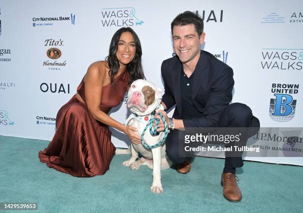 Wags And Walks CEO Leslie Brog and actor Max Greenfield attend Wags And Walks' 11th annual gala at Taglyan Complex on October 01, 2022 in Los...