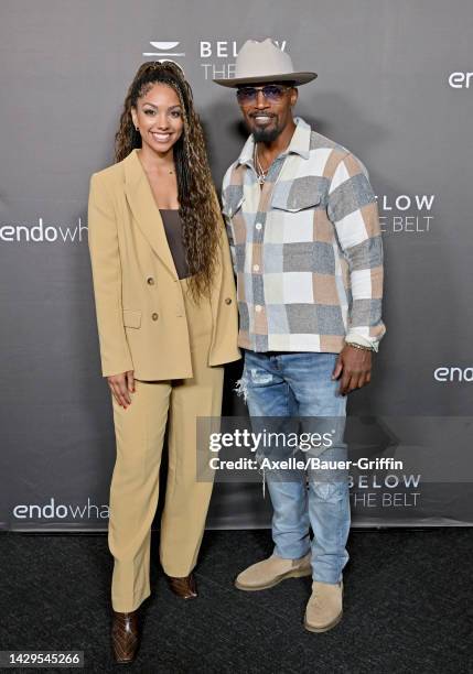 Corinne Foxx and Jamie Foxx attend the Los Angeles Screening of "Below The Belt" at Directors Guild Of America on October 01, 2022 in Los Angeles,...