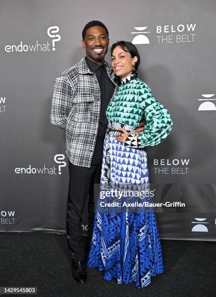 Nnamdi Okafor and Rosario Dawson attend the Los Angeles Screening of "Below The Belt" at Directors Guild Of America on October 01, 2022 in Los...