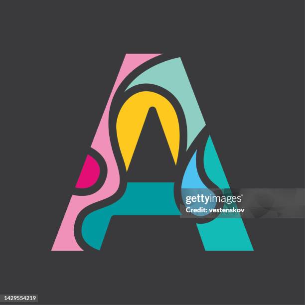 modern colourful block alphabets vector illustration - letter a stock illustrations