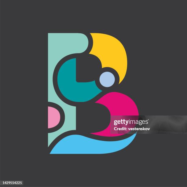 illustrations, cliparts, dessins animés et icônes de alphabets de blocs colorés modernes illustration vectorielle - lettre b