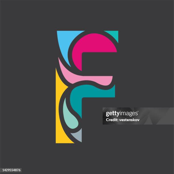 modern colourful block alphabets vector illustration - letter f stock illustrations