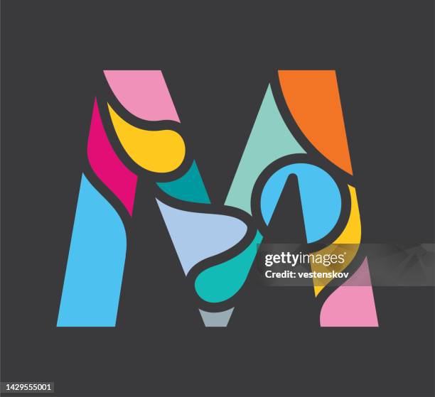 modern colourful block alphabets vector illustration - letter m stock illustrations