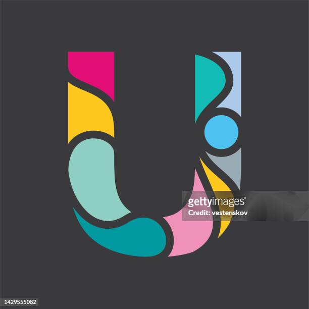modern colourful block alphabets vector illustration - letter u stock illustrations