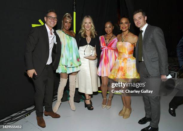 Greg Berlanti, Rhona Bennett of En Vogue, Head of Amazon Studios Jennifer Salke, recipient of the Humanitarian Award, Terry Ellis and Cindy Herron of...