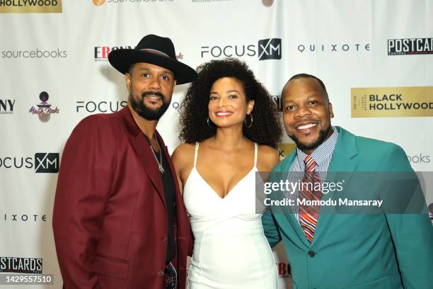 Cj Lindsey, Rochelle Aytes, and Carell Augustus attends the Once Upon A Time In Black Hollywood event at Quixote Studios on October 01, 2022 in Los...