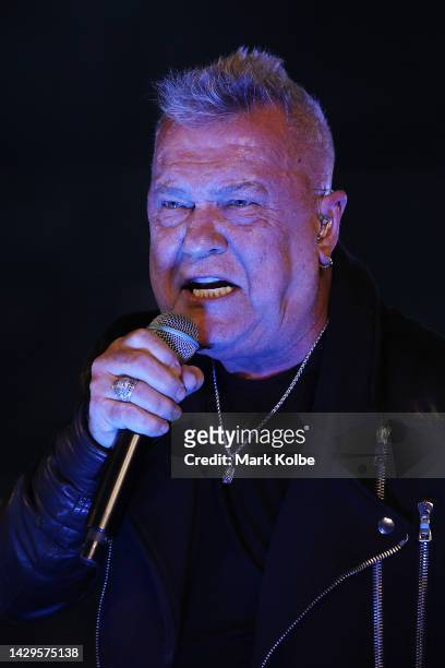 Jimmy Barnes performs ahead of the 2022 NRL Grand Final match between the Penrith Panthers and the Parramatta Eels at Accor Stadium on October 02 in...