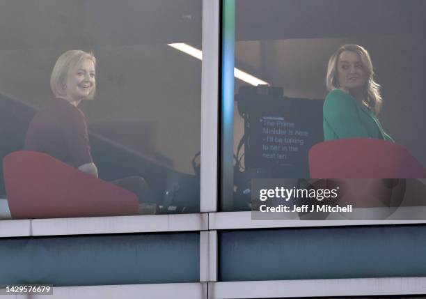 Prime Minister Liz Truss on the first day of the Conservative Party Conference appears on Sunday with Laura Kuenssberg on October 02, 2022 in...