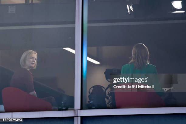 Prime Minister Liz Truss on the first day of the Conservative Party Conference appears on Sunday with Laura Kuenssberg on October 02, 2022 in...