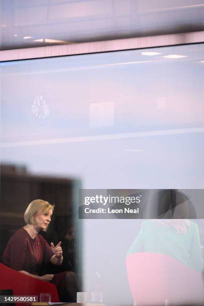 Prime Minister Liz Truss is interviewed on the Sunday with Laura Kuenssberg television show on October 02, 2022 in Birmingham, England. This year the...