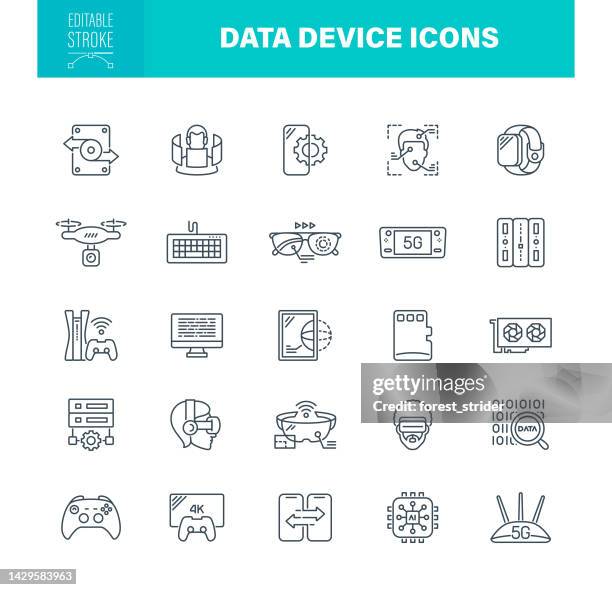 data devices icons editable stroke - software as a service stock illustrations