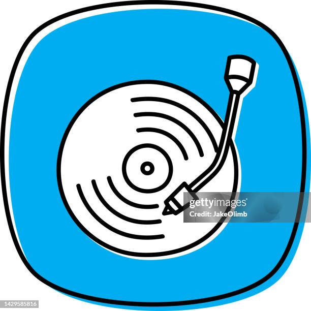 vinyl record doodle 2 - turntable overhead stock illustrations