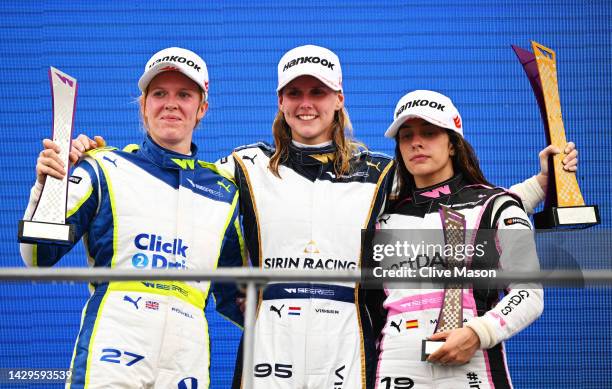 Race winner Beitske Visser of Netherlands and Sirin Racing , Second placed Alice Powell of Great Britain and Click2Drive Bristol Street Motors Racing...