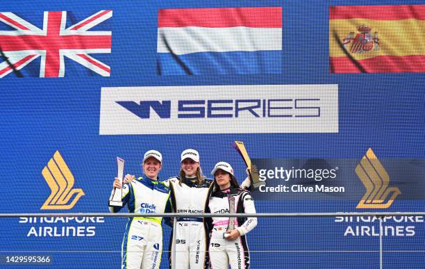 Race winner Beitske Visser of Netherlands and Sirin Racing , Second placed Alice Powell of Great Britain and Click2Drive Bristol Street Motors Racing...