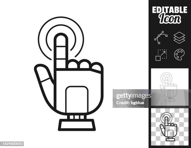 robot hand touch - click. icon for design. easily editable - robot arm stock illustrations