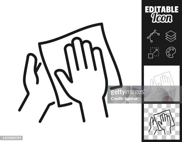 stockillustraties, clipart, cartoons en iconen met clean and sanitize hands with wipes. icon for design. easily editable - drying
