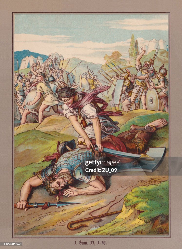 David and Goliath, chromolithograph, published ca. 1880
