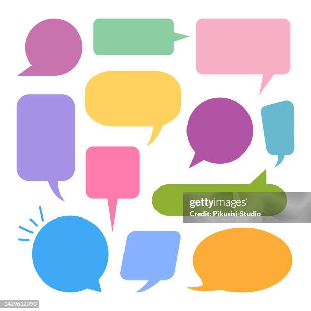 ilustrações, clipart, desenhos animados e ícones de conjunto de ícones de bolha de fala. - discurso